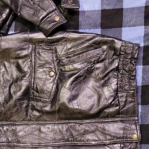 Vintage. 90s. Patchwork leather. Napoline Leather Outfitters. Bomber Jacket.  XL - Picture 5 of 16